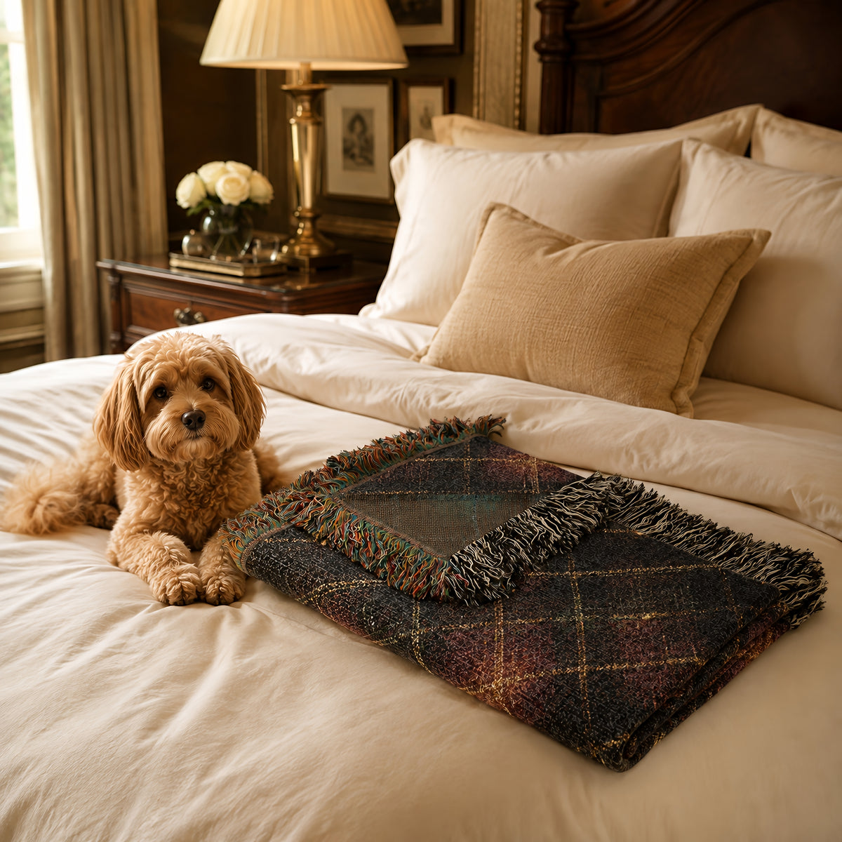 TekPaws Heritage Woven Fringe Blanket — Garnet Lodge Plaid