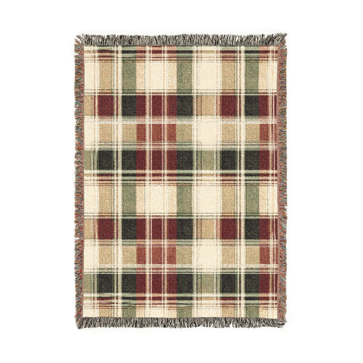 TekPaws Co-Pilot Cream Plaid Woven Blanket opened flat