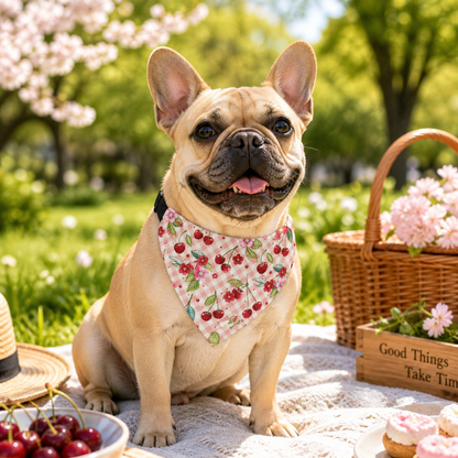 TekPaws Gingham Cherry Dog Bandana Collar