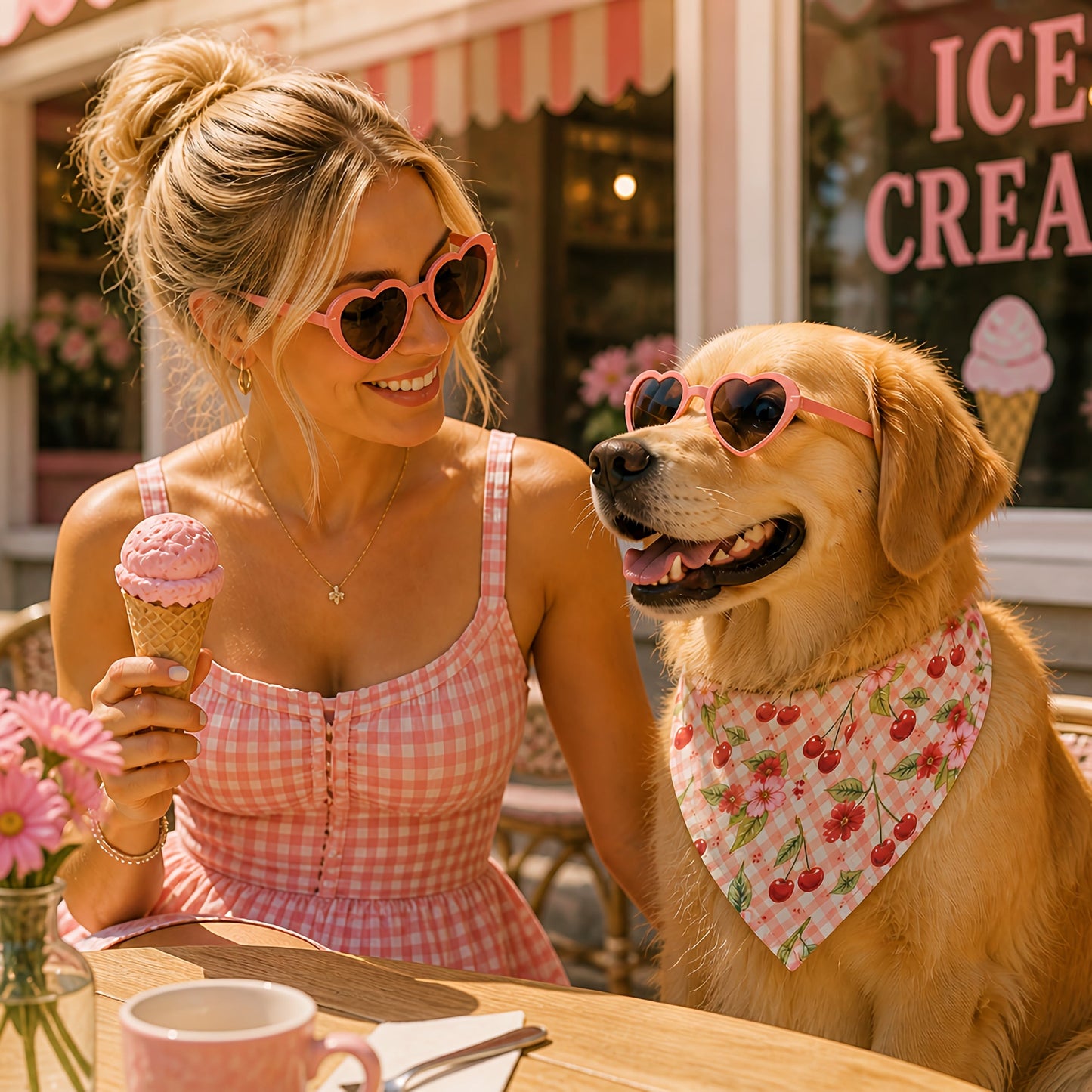 TekPaws Gingham Cherry Dog Bandana Collar