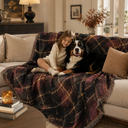 TekPaws Heritage Woven Fringe Blanket — Garnet Lodge Plaid
