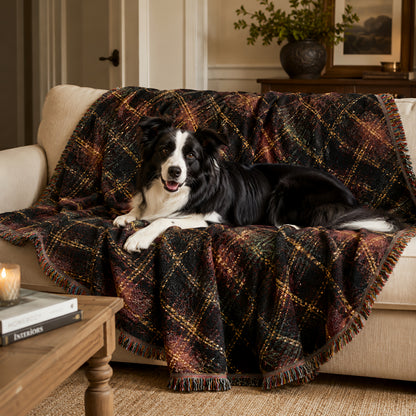 TekPaws Heritage Woven Fringe Blanket — Garnet Lodge Plaid
