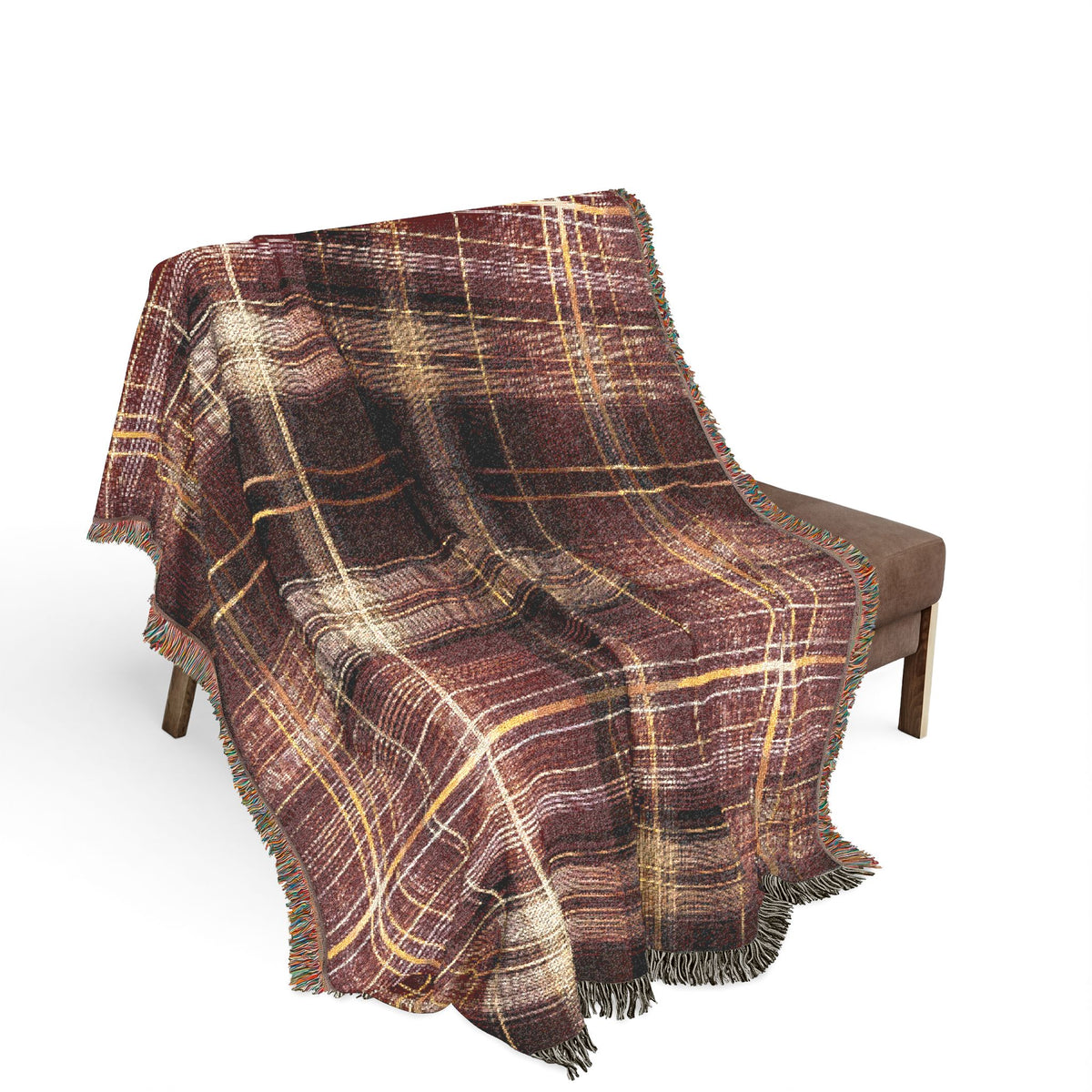 TekPaws Heritage Woven Fringe Blanket — Merlot Plaid