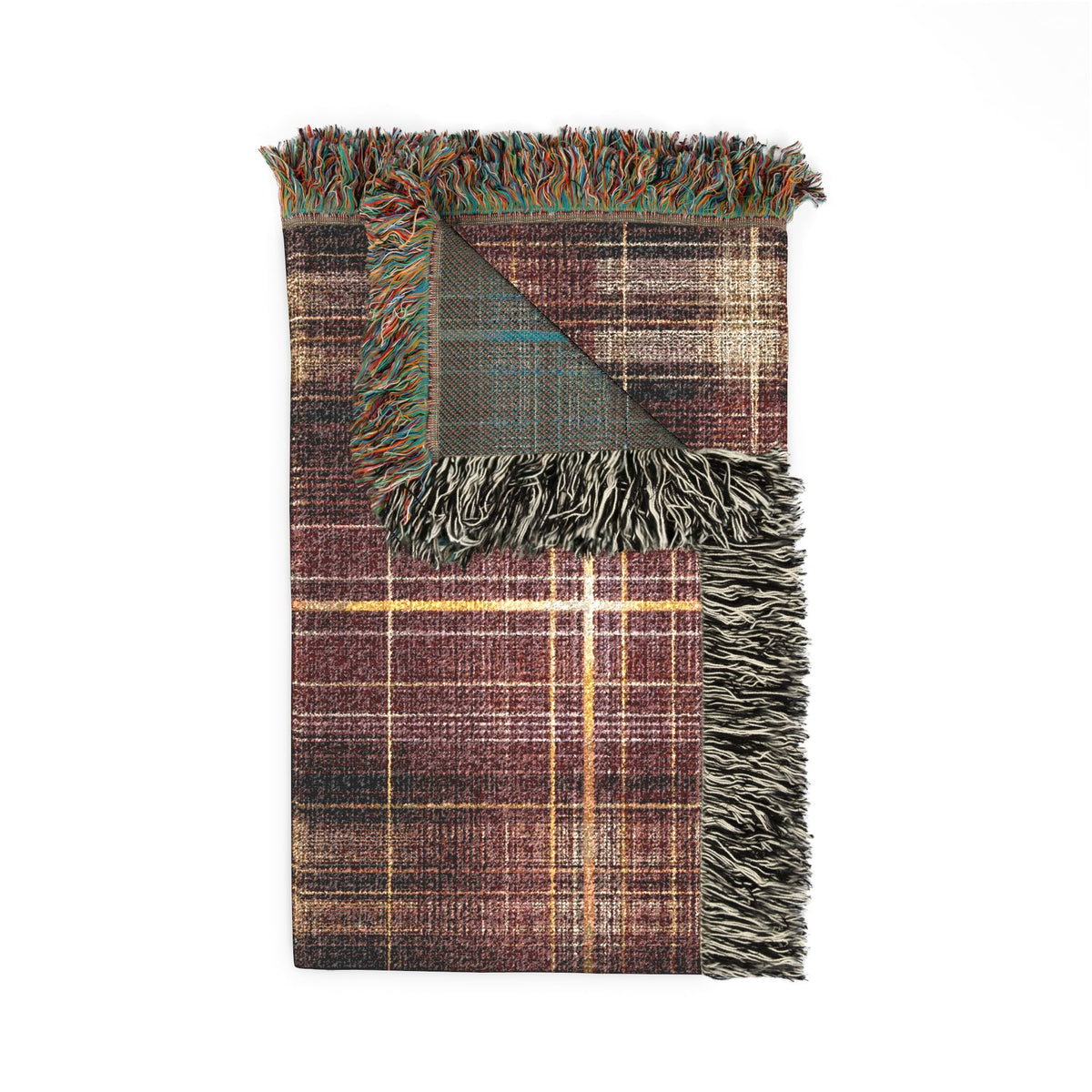 TekPaws Heritage Woven Fringe Blanket — Merlot Plaid