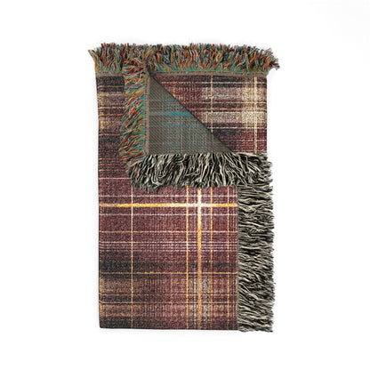 TekPaws Heritage Woven Fringe Blanket — Merlot Plaid