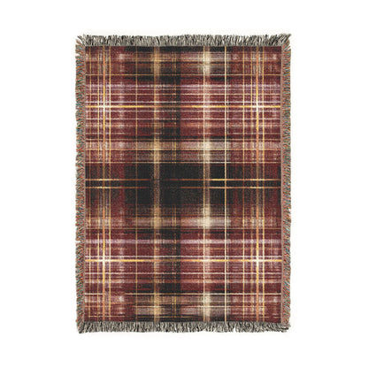 TekPaws Heritage Woven Fringe Blanket — Merlot Plaid