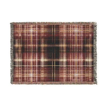 TekPaws Heritage Woven Fringe Blanket — Merlot Plaid