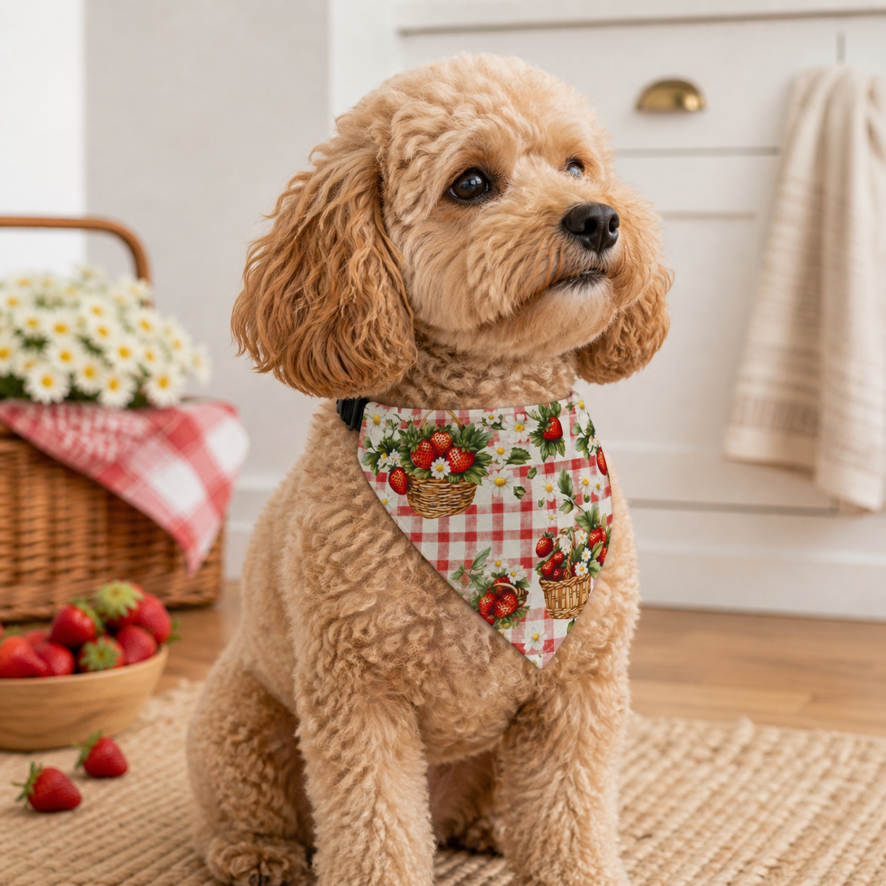 TekPaws Strawberry Picnic Dog Bandana Collar