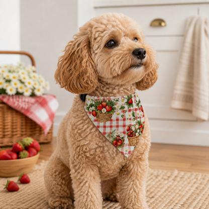 TekPaws Strawberry Picnic Dog Bandana Collar