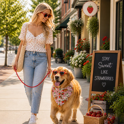 TekPaws Strawberry Picnic Dog Bandana Collar