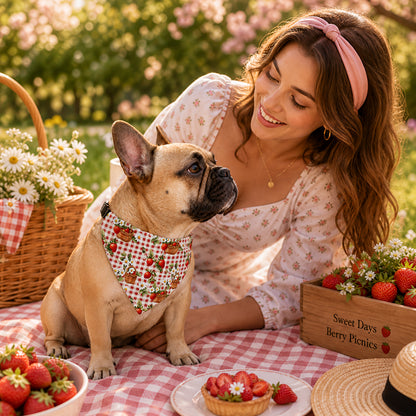 TekPaws Strawberry Picnic Dog Bandana Collar
