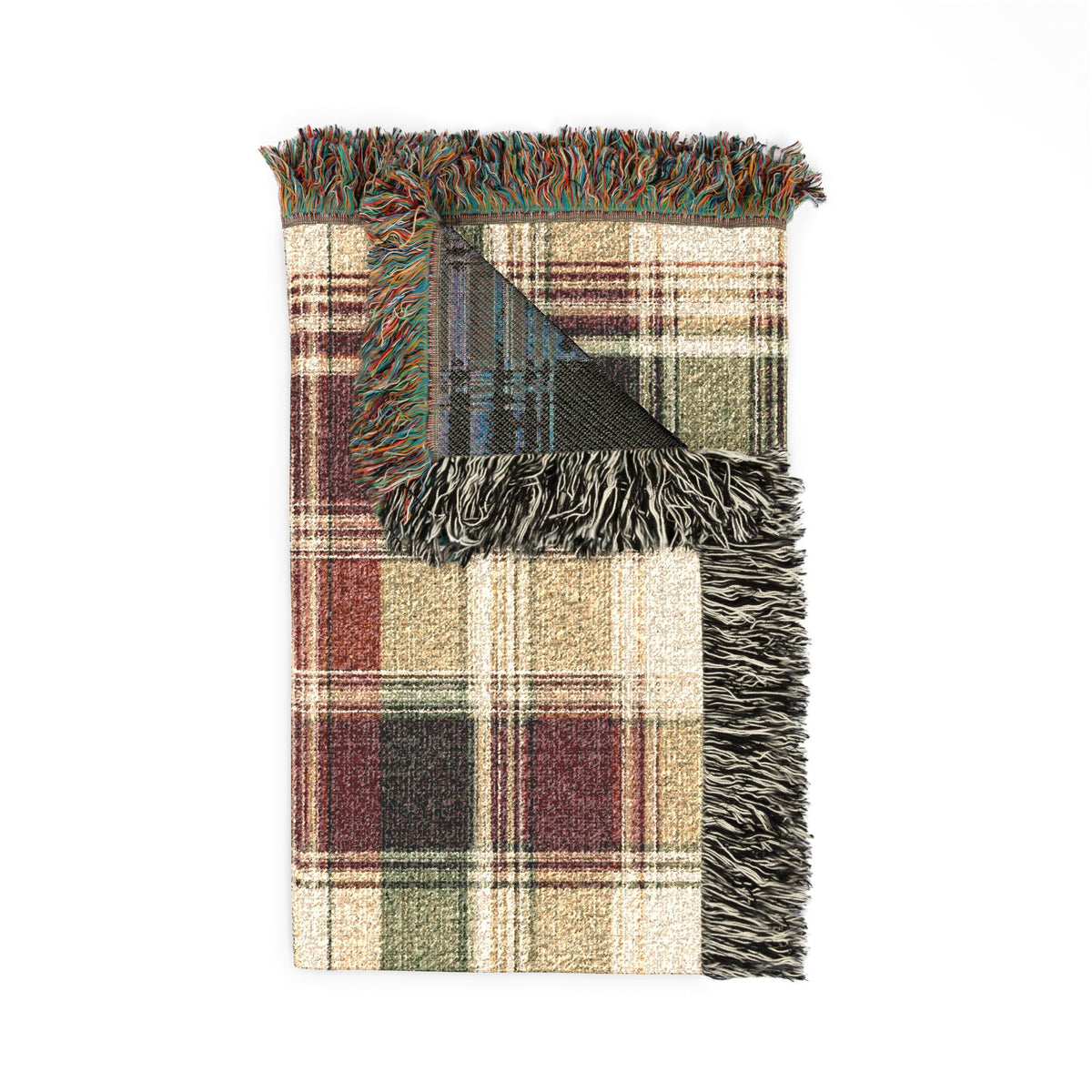 TekPaws Co-Pilot Cream Plaid Woven Blanket folded