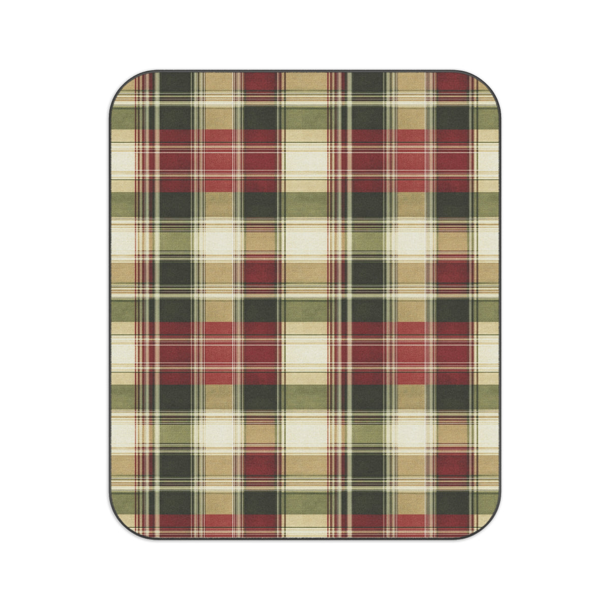 Front of the TekPaws Evergreen Escape plaid picnic blanket