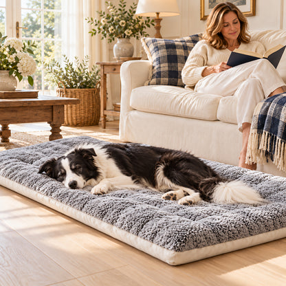TekPaws Fireside Fleece Mat, 47 x 24 inch gray fleece dog mat