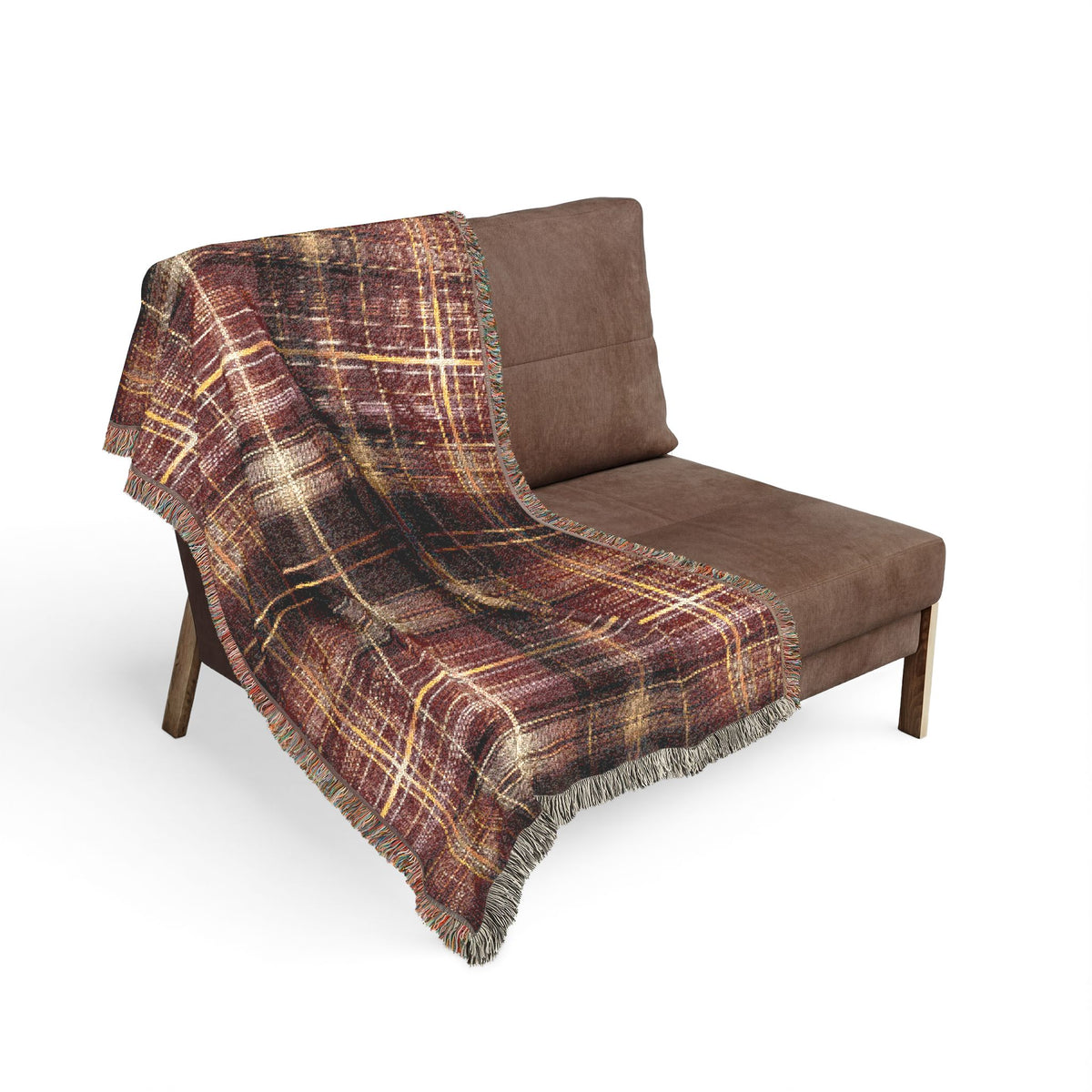 TekPaws Heritage Woven Fringe Blanket — Merlot Plaid