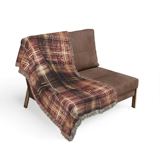 TekPaws Heritage Woven Fringe Blanket — Merlot Plaid