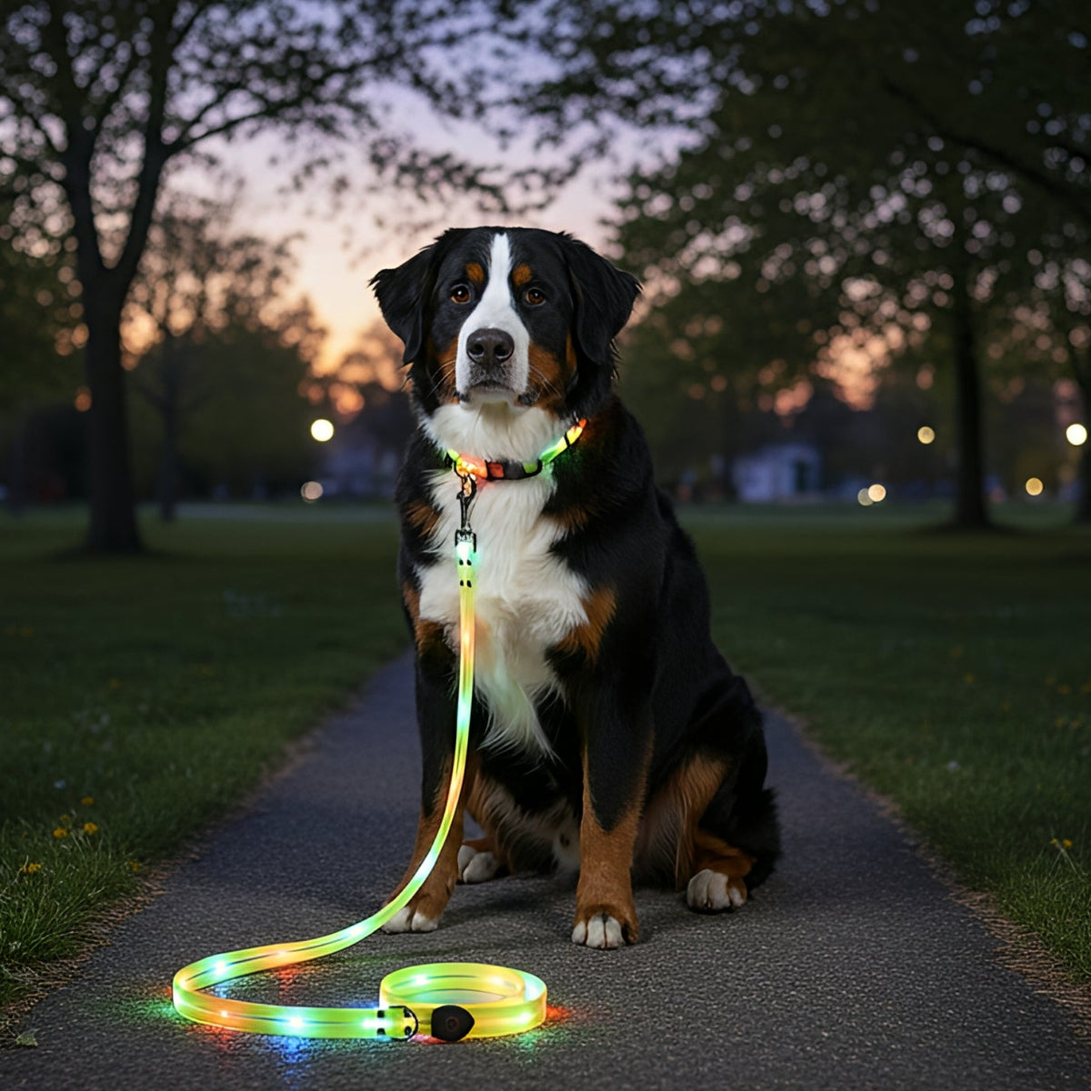 TekPaws LED Rechargeable Dog Collar lifestyle photo