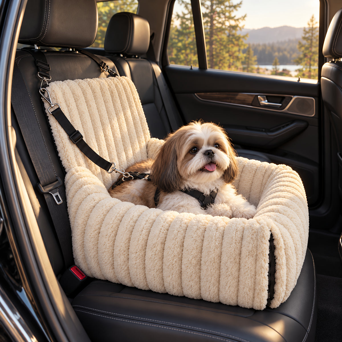 TekPaws RoadNest 3-in-1 dog car seat bed in Beige