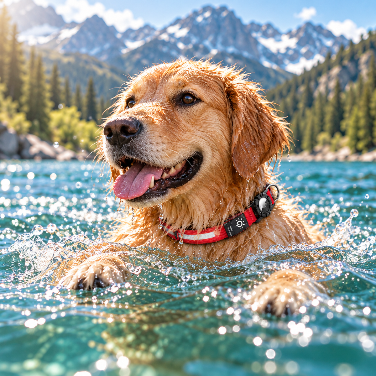 Dog wearing the TekPaws Waterproof Smart Collar