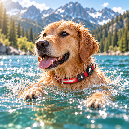 Dog wearing the TekPaws Waterproof Smart Collar