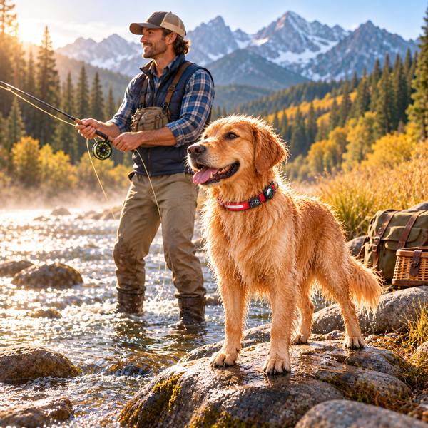 Dog wearing the TekPaws Waterproof Smart Collar