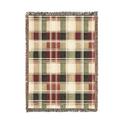 TekPaws Co-Pilot Cream Plaid Woven Blanket opened flat